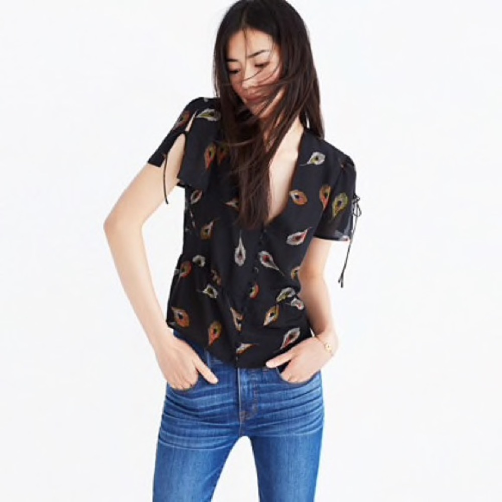 Madewell silk peacock blouse size 2